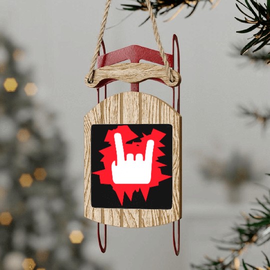Heavy Metal Fun Hard Rock Music Horns Hand Gesture Sled Ornaments