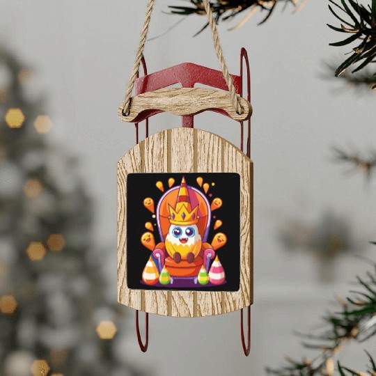 Candy Corn King - Adorable Halloween Royalty Sled Ornaments