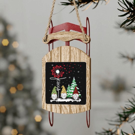 Gnomes Jesus Dandelion Christmas Tree Sled Ornaments