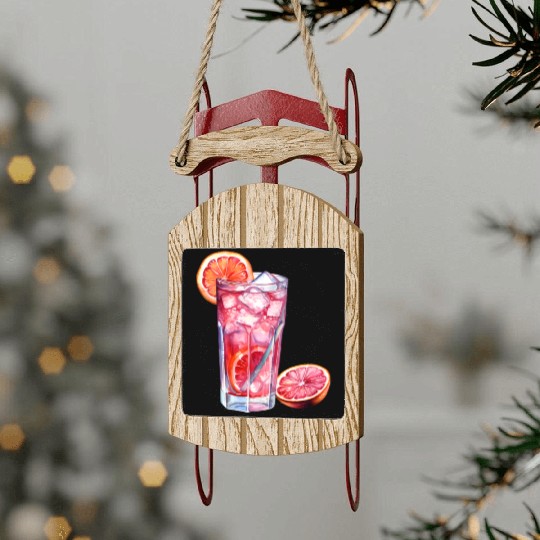 Grapefruit Citrus Cocktail Sled Ornaments