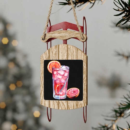 Grapefruit Citrus Cocktail Sled Ornaments