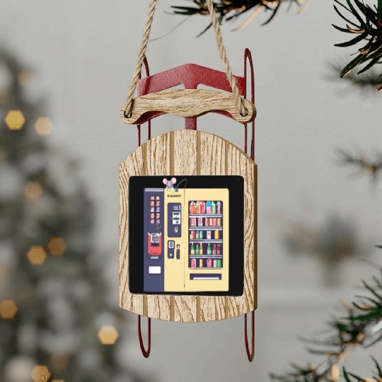 Japanese vending machine with little friend. Sled Ornaments