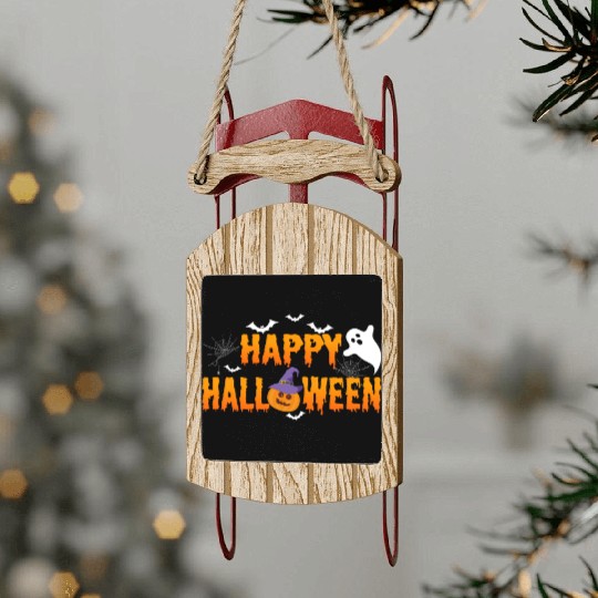 Trick Or Treat Happy Halloween Costume Ghost Scary Sled Ornaments