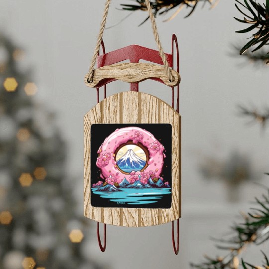 Japan Sakura Blossom Mount Fuji Donut Sled Ornaments