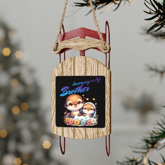 Soon I'll Be A Big Brother, Sweet Otter Brother Sled Ornaments