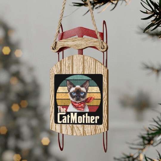 Best Cat Mom Ever Siamese Cat Lover Owner Cat Mama Sled Ornaments