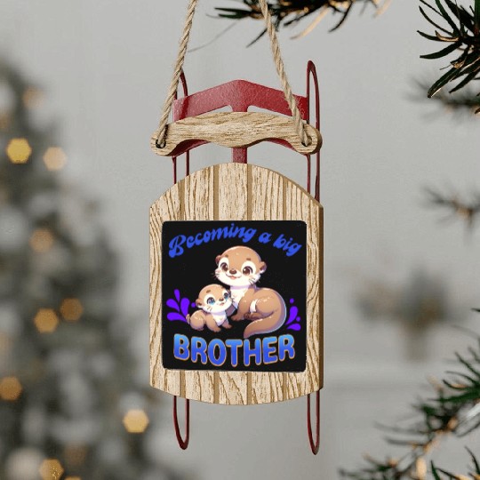 Soon I'll Be A Big Brother, Sweet Otter Brother Sled Ornaments