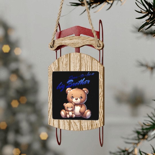 I'm Going To Be A Big Brother Cute Teddy Bears, Sled Ornaments