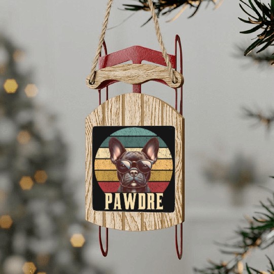 Pawdre Funny Best Dog Dad Ever Funny dog dad Sled Ornaments