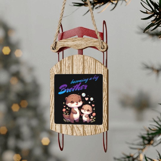 Soon I'll Be A Big Brother, Sweet Otter Brother Sled Ornaments