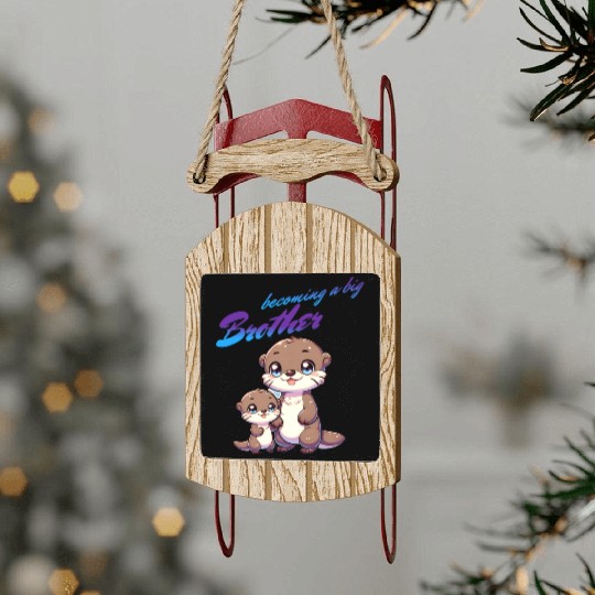 Soon I'll Be A Big Brother, Sweet Otter Brother Sled Ornaments