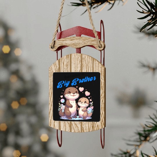 Soon I'll Be A Big Brother, Sweet Otter Brother Sled Ornaments