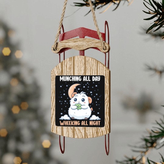 Guinea Pig Munching All Day, Wheeking All Night Sled Ornaments