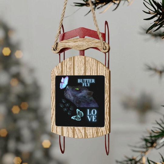 black panther lover butterfly Sled Ornaments