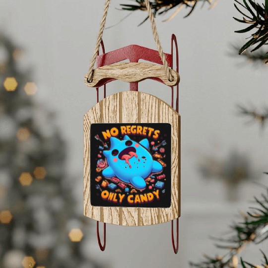 Stitch Halloween No Regrets Only Candy Sled Ornaments