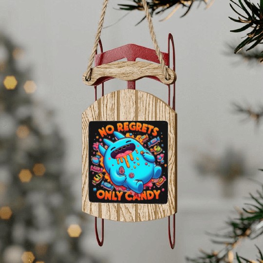 Disneyland Stitch Halloween No Regrets Only Candy Sled Ornaments