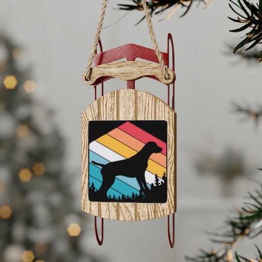 Retro Dog Silhouette German Shorthaired Pointer Sled Ornaments