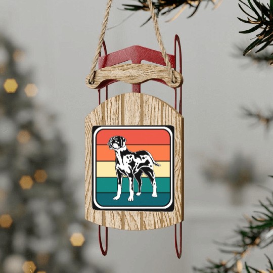 Retro Colorful Louisiana Catahoula Leopard Dog Sled Ornaments