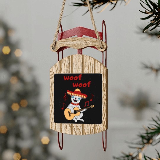 Funny Chihuahua Playing a Guitar Sled Ornaments