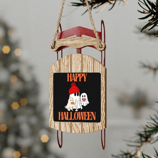 Happy and Scary Halloween Funny Gifts Sled Ornaments