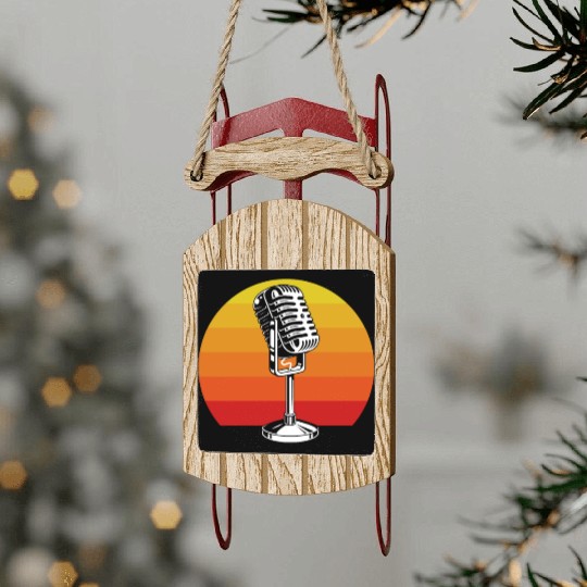Retro Microphone Design For Music Lovers Sled Ornaments