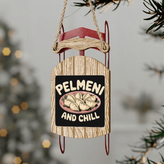 Pelmeni Dumpling Russian Comfort Food Sled Ornaments