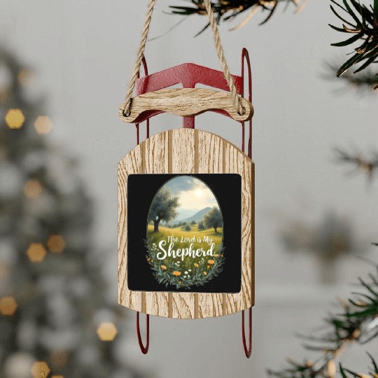 The Lord Is My Shepherd Peaceful Christian Artwork Sled Ornaments