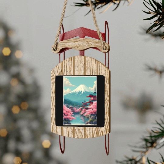Serenity Beneath Mount Fuji Sled Ornaments