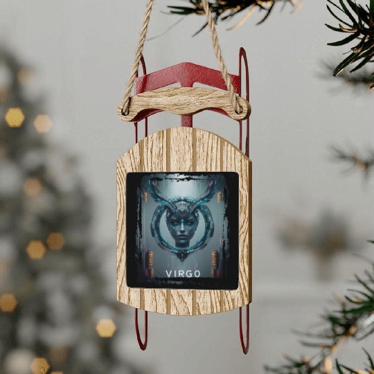 Zodiac sign Virgo in cyberpunk era Future Sled Ornaments