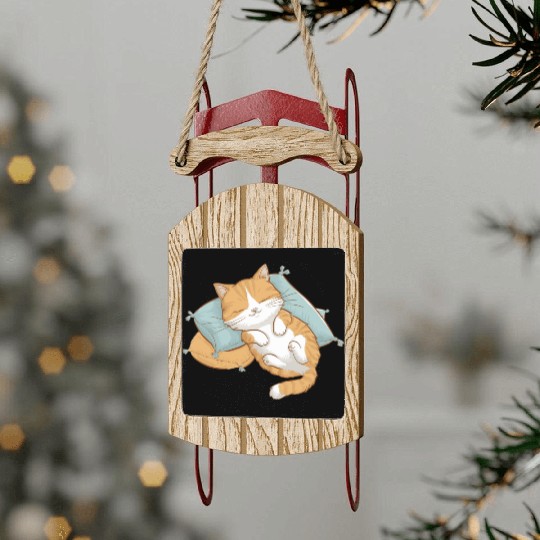 Cozy Cat Nap Sled Ornaments