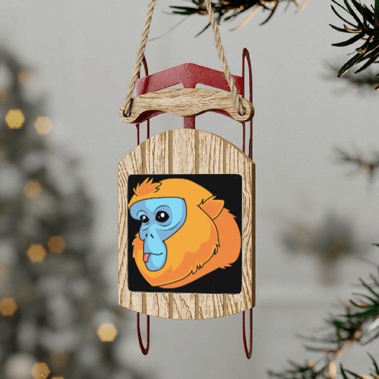 Monkey Lover Golden Snub Nosed Monkey Face Sled Ornaments