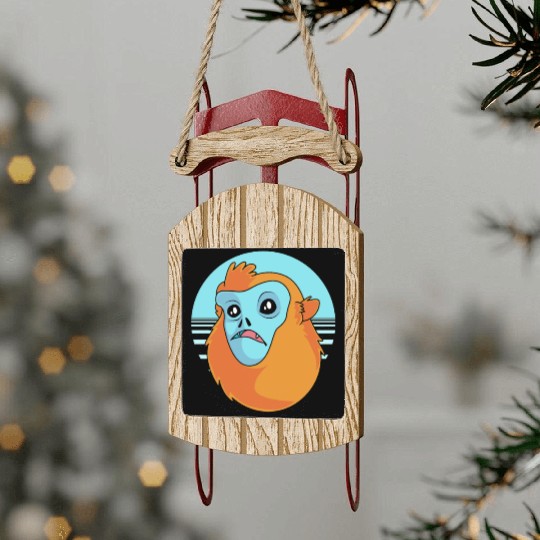 Funny Monkey Face Golden Snub Nosed Monkey Sled Ornaments