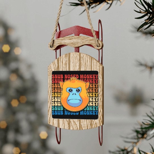 Retro Golden Snub Nosed Monkey Cute Monkey Face Sled Ornaments