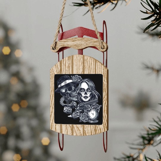 Chicano Street Art Graphic Sled Ornaments