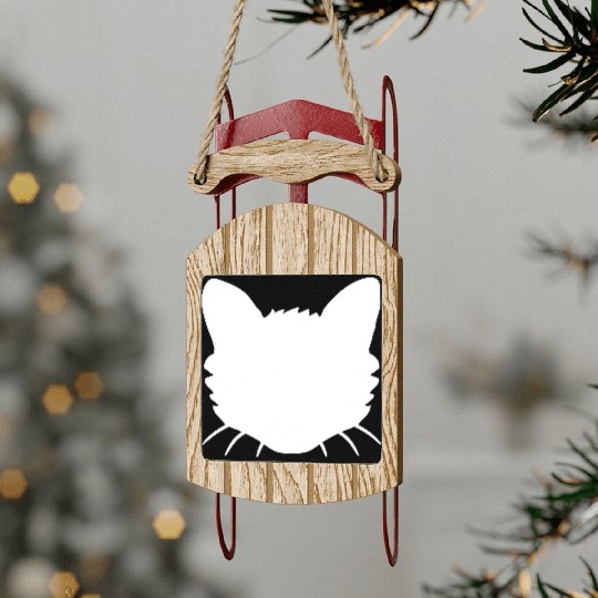 Cat Face Silhouette Kitten Head Outline Outline Sled Ornaments
