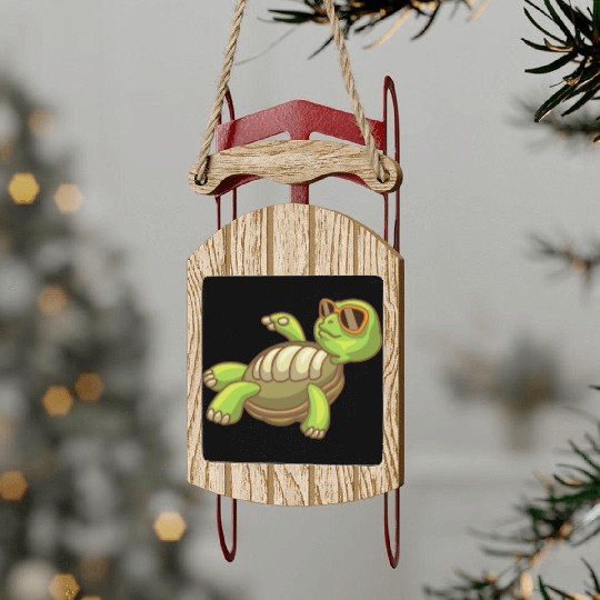 Sea Turtle Ocean Beach Relaxing Turtle Sled Ornaments