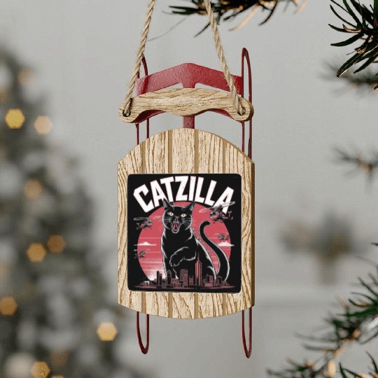 Catzilla Attacks City Design Sled Ornaments