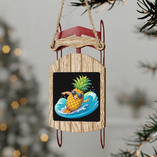 Pineapple Surfer Sled Ornaments