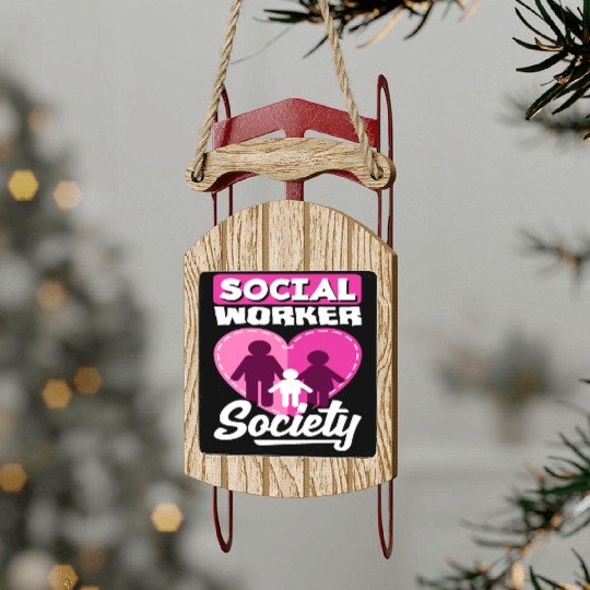 Social Worker Society Heart Family Sled Ornaments