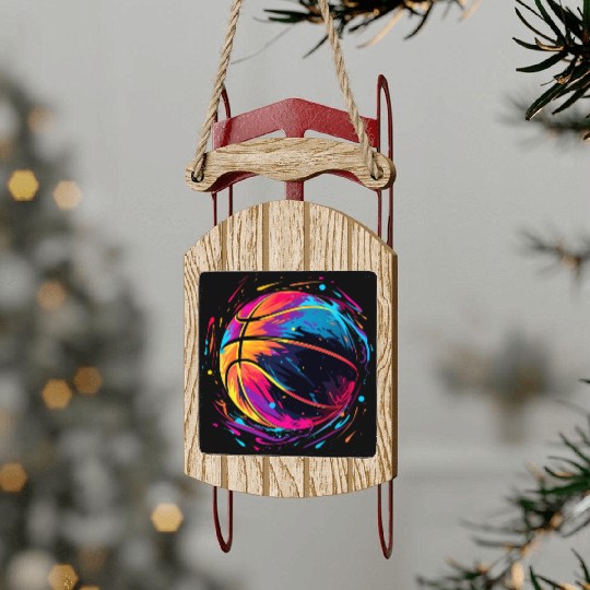 Retro Basketball Synthwave Sled Ornaments