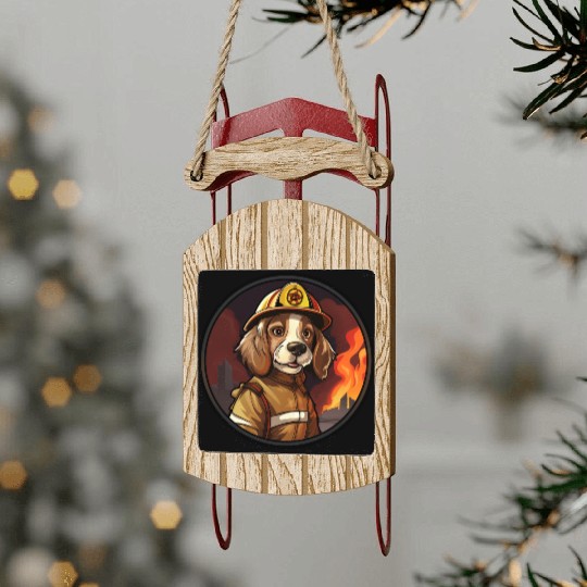 Dogs Firefighter Sled Ornaments