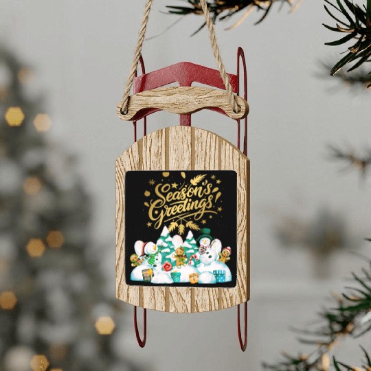 Seasons greetings with friends Sled Ornaments