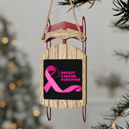 Breast cancer survivor Sled Ornaments