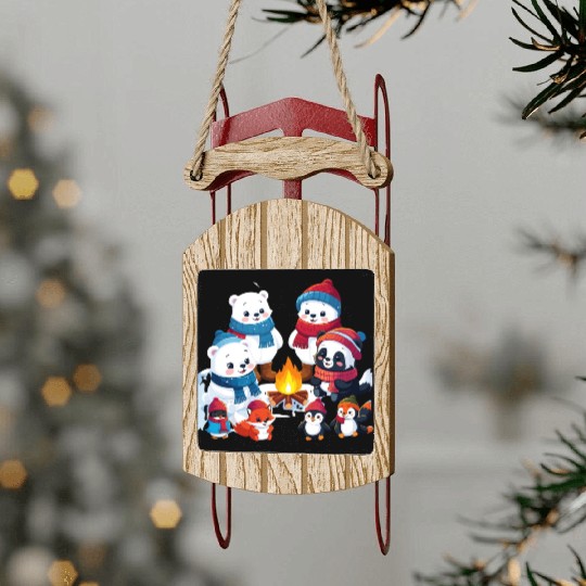 Winter Wonderland Critters Sled Ornaments