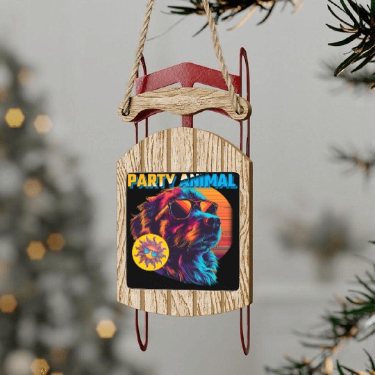 Party Animal Vintage Sled Ornaments