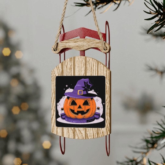 Witchy Jack-O'-Lantern Sled Ornaments