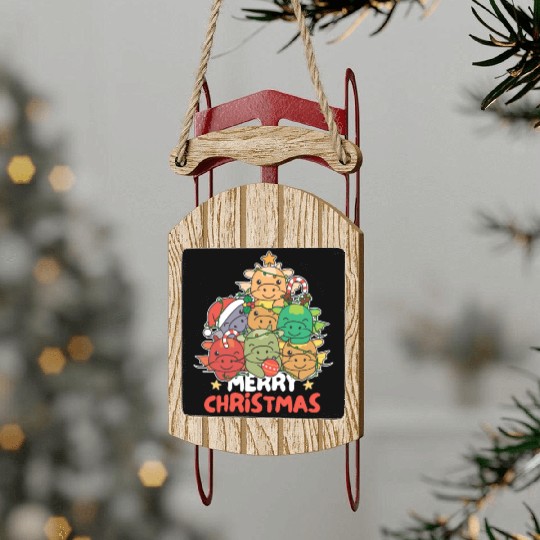 Dragon Christmas Tree Merry Christmas Sled Ornaments