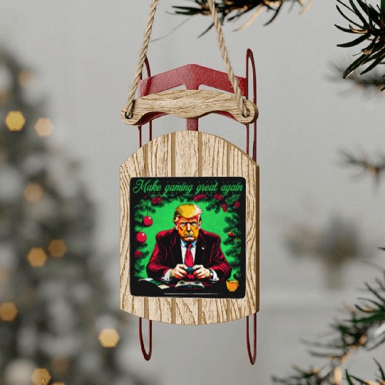 Make gaming great again Trump Christmas Sled Ornaments