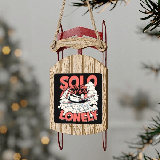 First Solo Flight Pilot Solo But Never Lonely Sled Ornaments