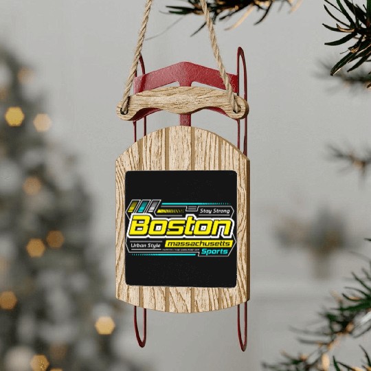 Stay Strong Boston Massachusetts City Yellow Sled Ornaments